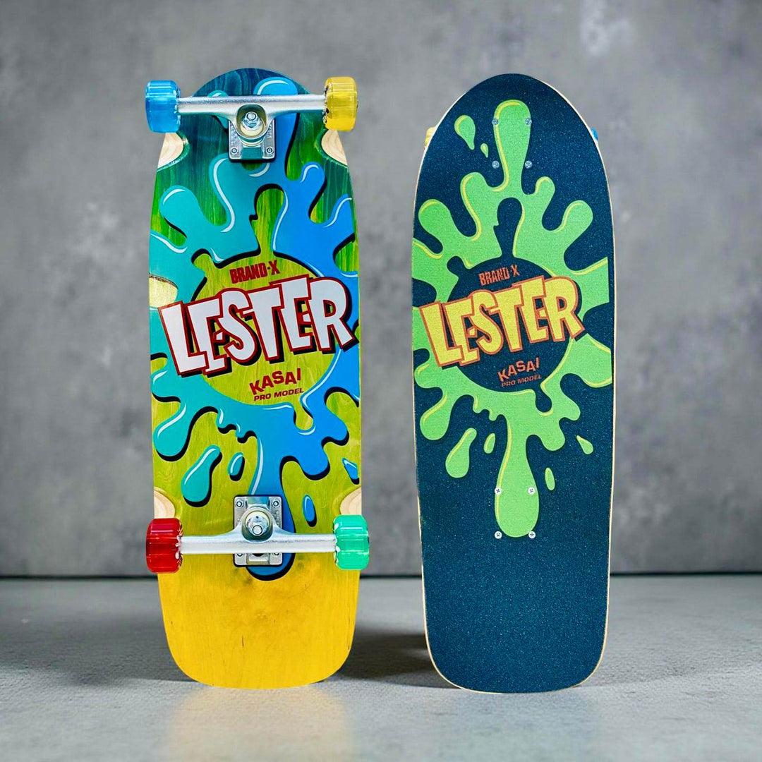 Lester Kasai 10”x30” Limited Edition, HAND PAINTED Complete Skateboard - One Revolver Surfboards