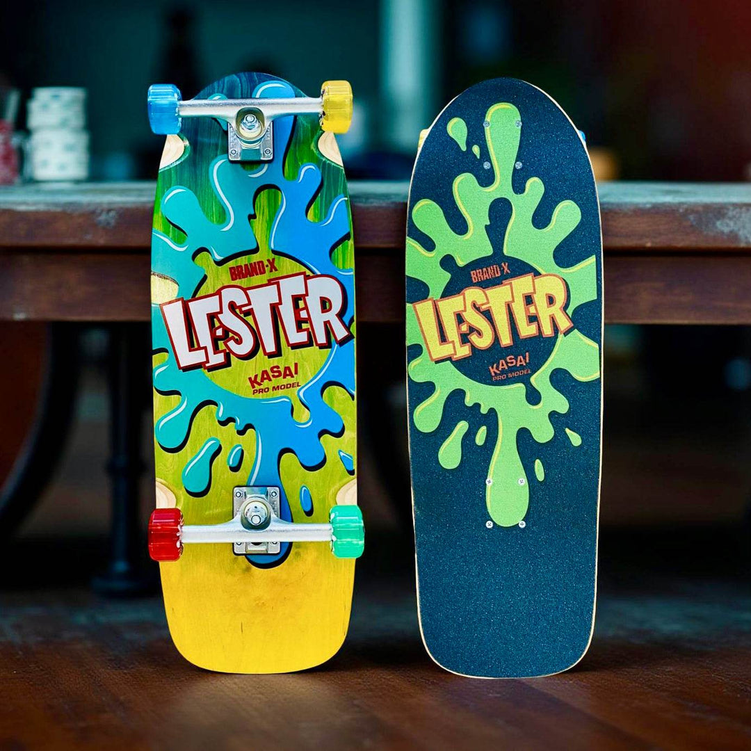 Lester Kasai 10”x30” Limited Edition, HAND PAINTED Complete Skateboard - One Revolver Surfboards