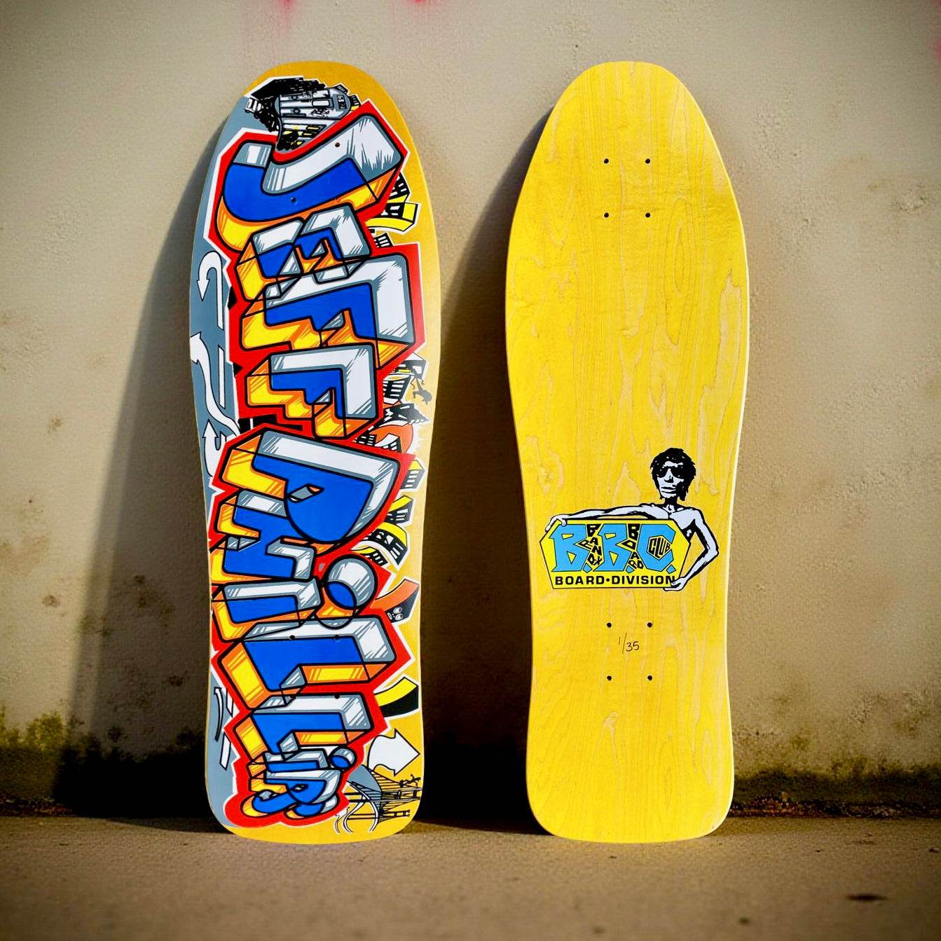 Jeff Phillips GRAFFITI Limited Edition, Yellow HAND PAINTED BBC Deck (1 of 35) - One Revolver Surfboards