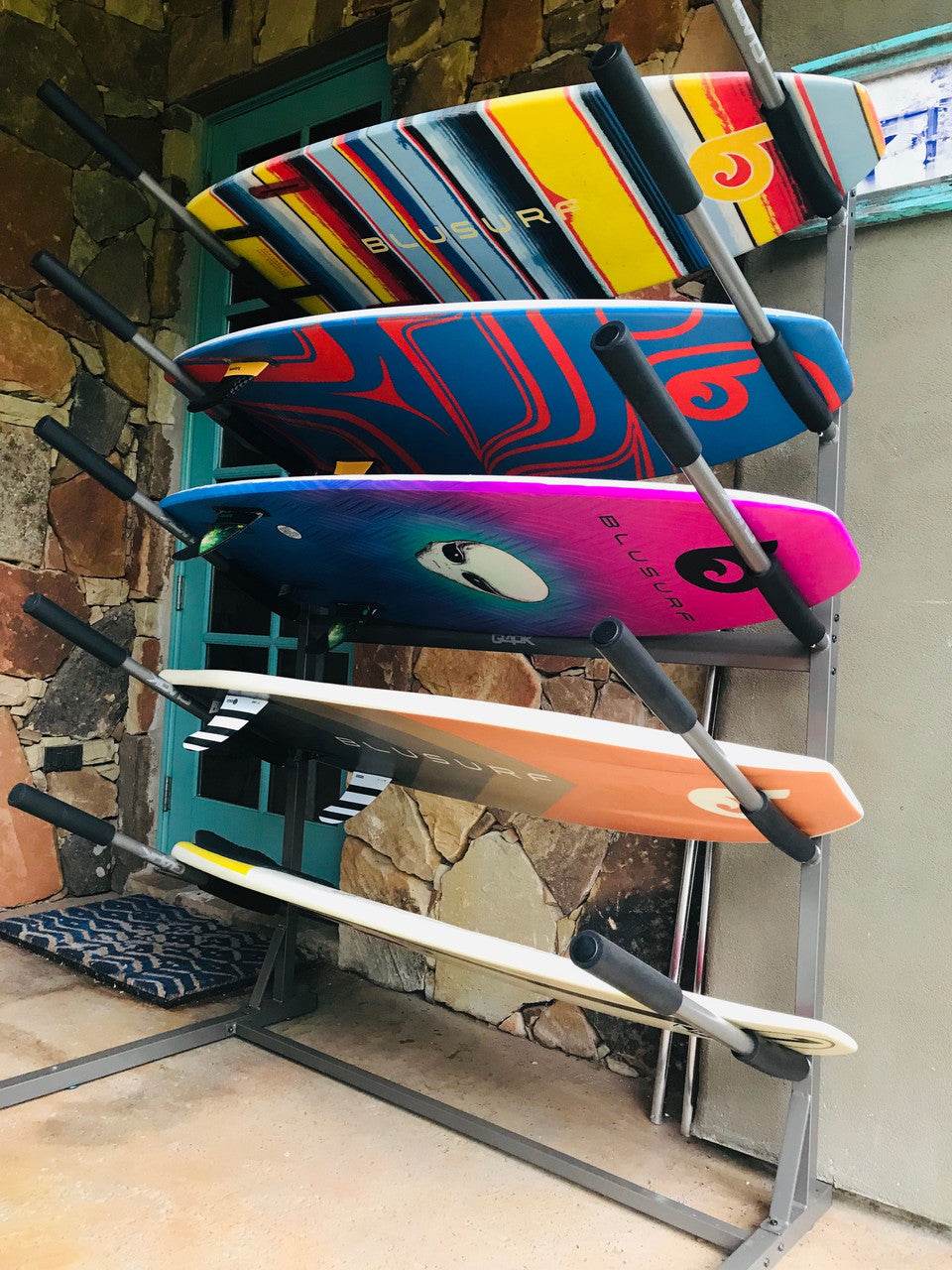 Indoor-Outdoor Freestanding Surf Rack | Holds 5 Surfboards - One Revolver Surfboards