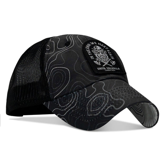 One Revolver Surfboards - In The End, We Meet Again - Until Valhalla Patch Tactical Ripstop Mesh Snapback Hat HEADWEAR