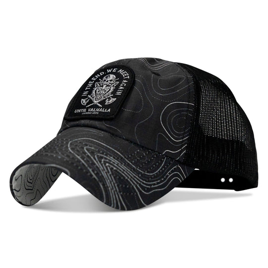 One Revolver Surfboards - In The End, We Meet Again - Until Valhalla Patch Tactical Ripstop Mesh Snapback Hat HEADWEAR