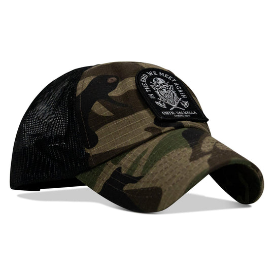 One Revolver Surfboards - In The End, We Meet Again - Until Valhalla Patch Tactical Ripstop Mesh Snapback Hat HEADWEAR