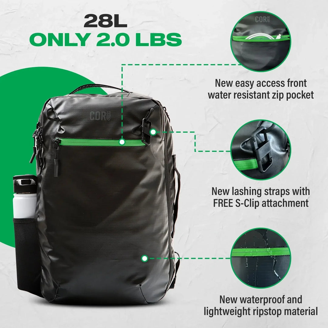 One Revolver Surfboards - Lightweight Waterproof 28L &amp; 34L Travel Backpack | The Island Hopper 2.0 Backpacks