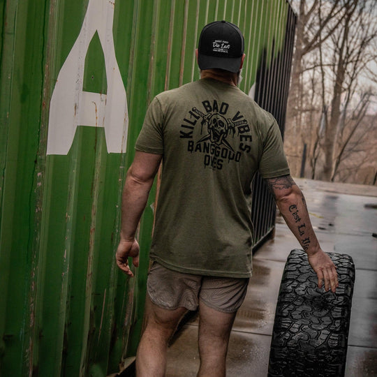 One Revolver Surfboards - Kill Bad Vibes. Bang Good Ones Skull Men&