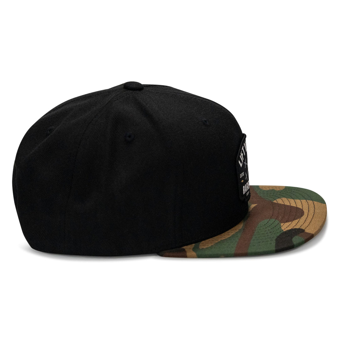 One Revolver Surfboards - Lift Violent Barbell Co Patch Flatbill Snapback Hat HEADWEAR