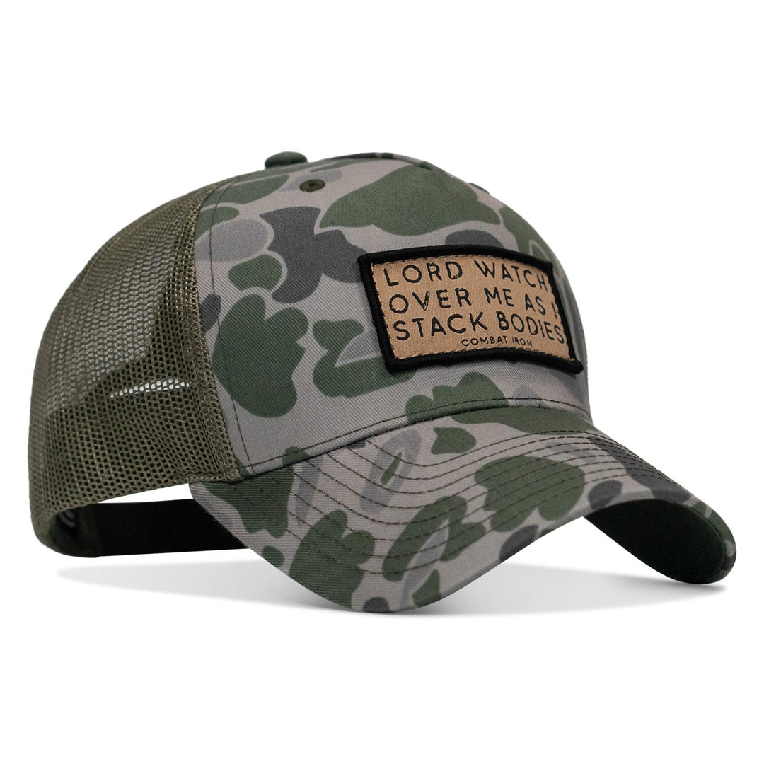 One Revolver Surfboards - Lord Watch Over Me As I Stack Bodies Tan Patch Snapback Hat HEADWEAR
