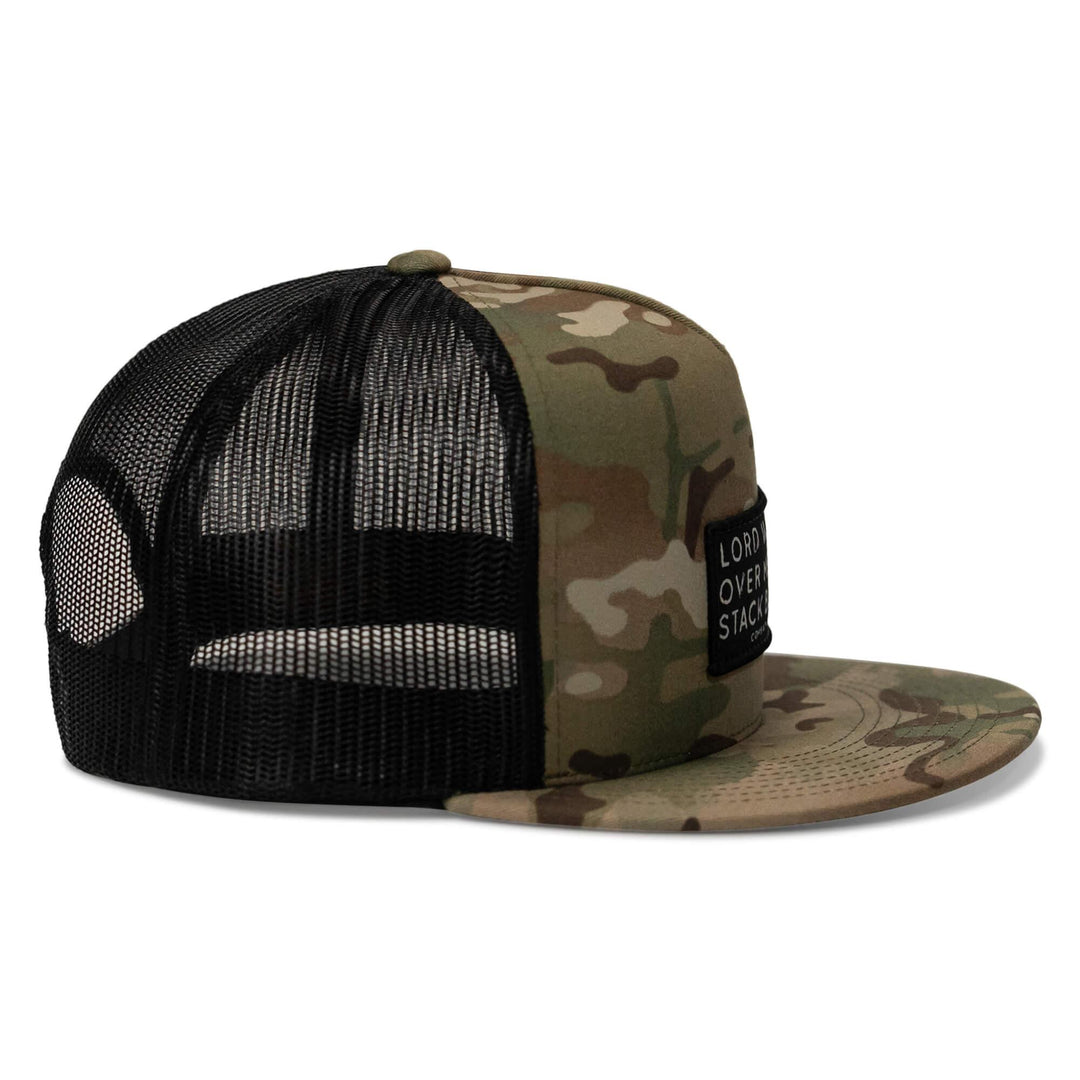 One Revolver Surfboards - Lord Watch Over Me As I Stack Bodies Patch Flatbill SnapBack Hat HEADWEAR