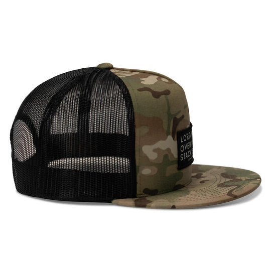 One Revolver Surfboards - Lord Watch Over Me As I Stack Bodies Patch Flatbill SnapBack Hat HEADWEAR