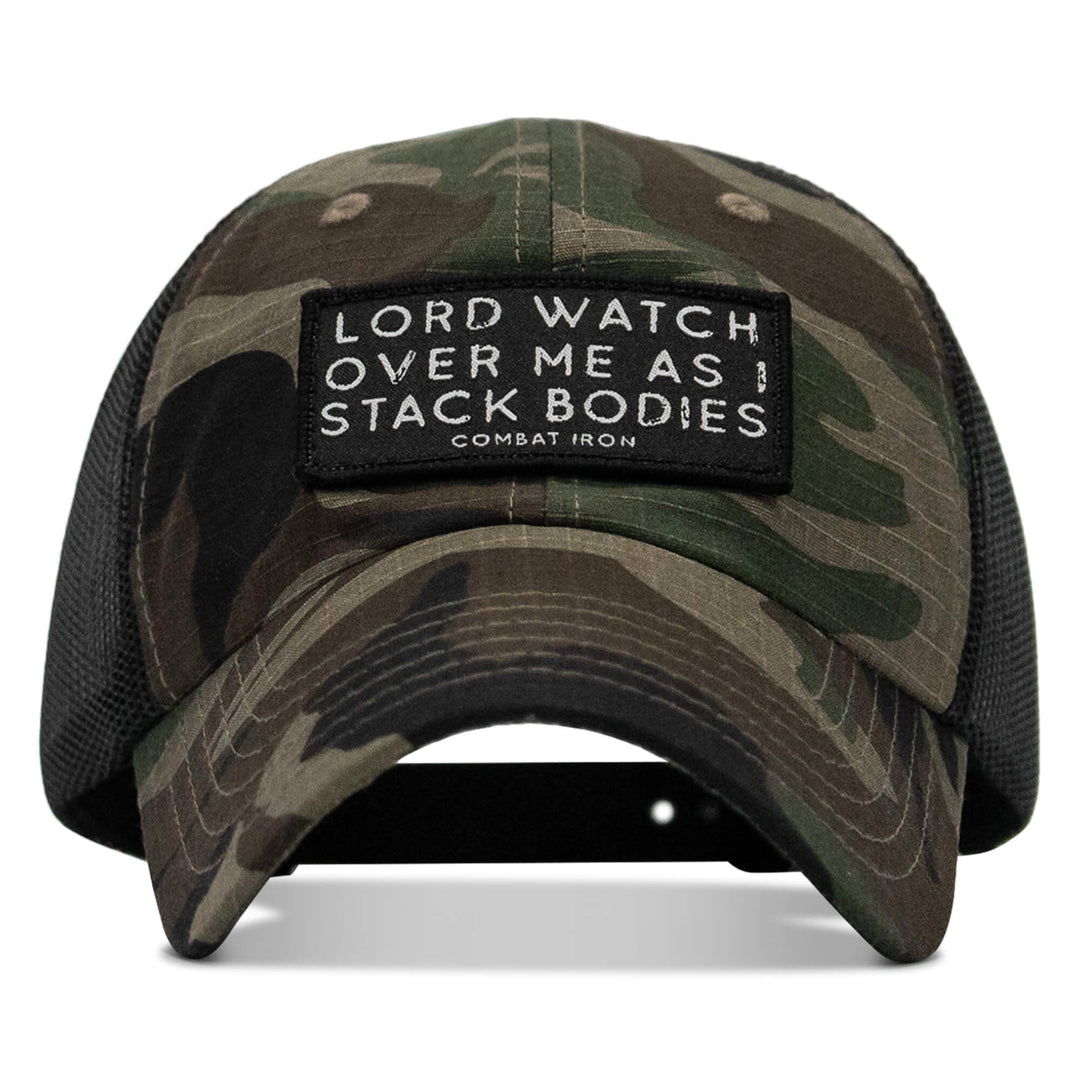 One Revolver Surfboards - Lord Watch Over Me As I Stack Bodies Patch Tactical Ripstop Mesh Snapback Hat HEADWEAR