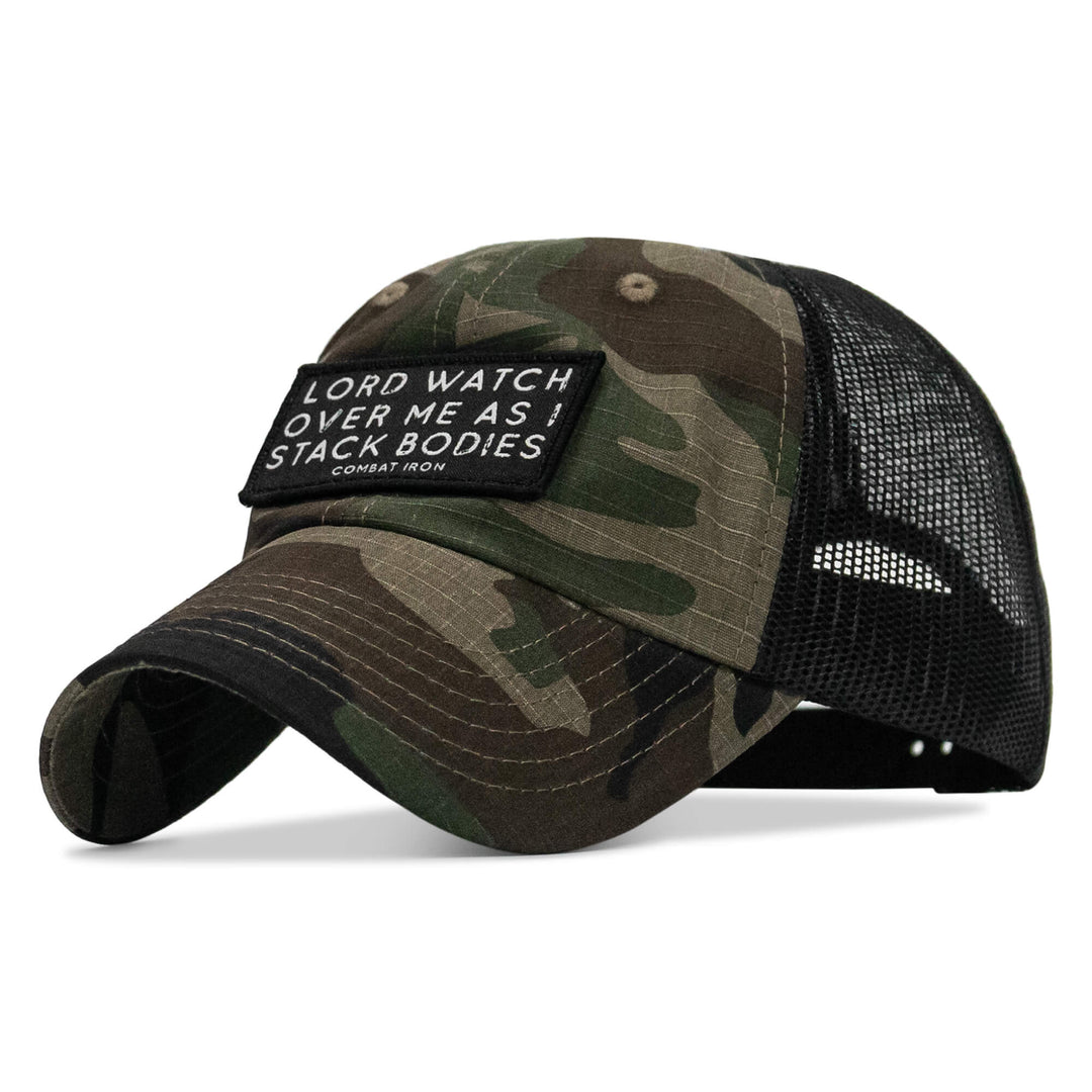 One Revolver Surfboards - Lord Watch Over Me As I Stack Bodies Patch Tactical Ripstop Mesh Snapback Hat HEADWEAR