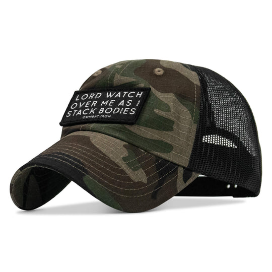 One Revolver Surfboards - Lord Watch Over Me As I Stack Bodies Patch Tactical Ripstop Mesh Snapback Hat HEADWEAR