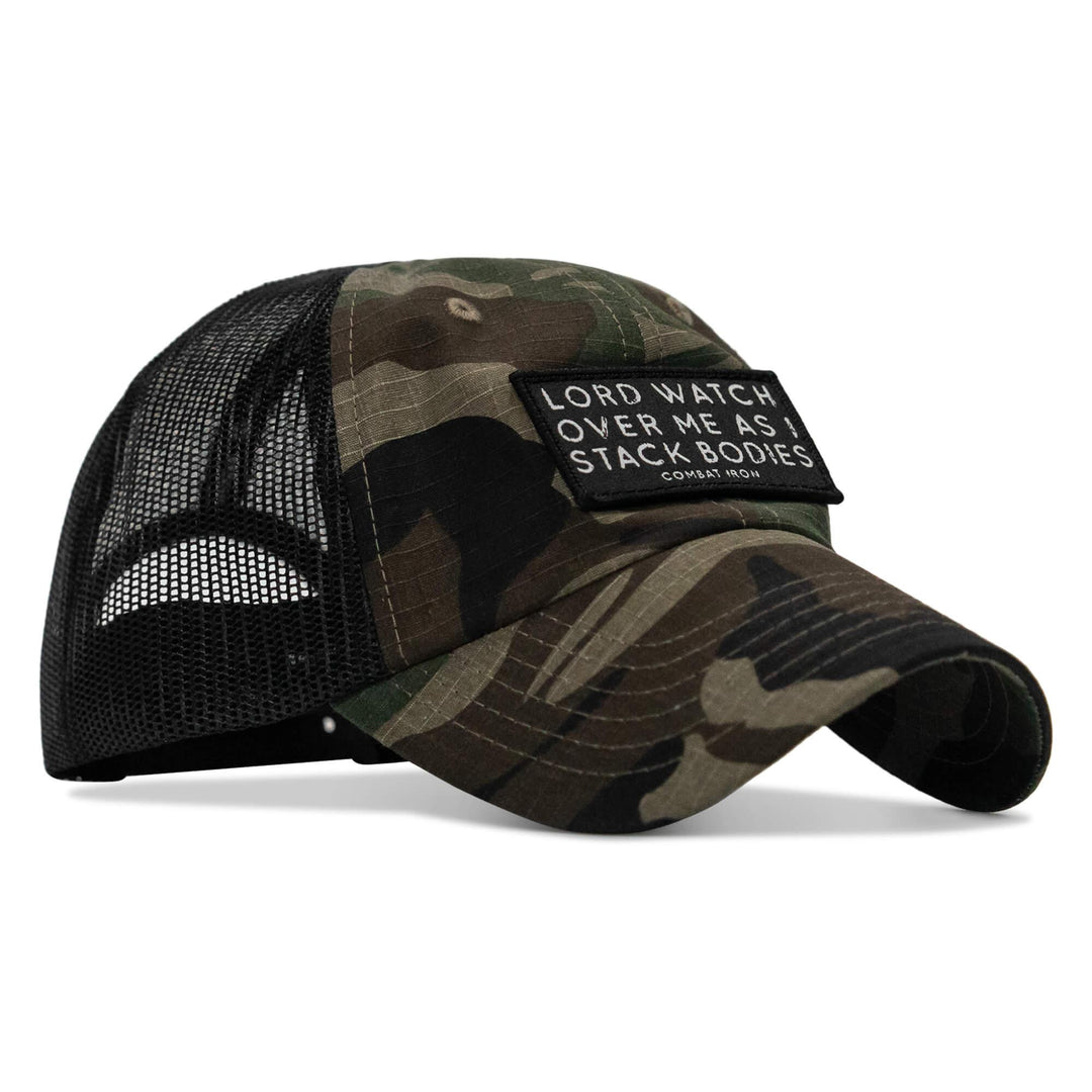 One Revolver Surfboards - Lord Watch Over Me As I Stack Bodies Patch Tactical Ripstop Mesh Snapback Hat HEADWEAR