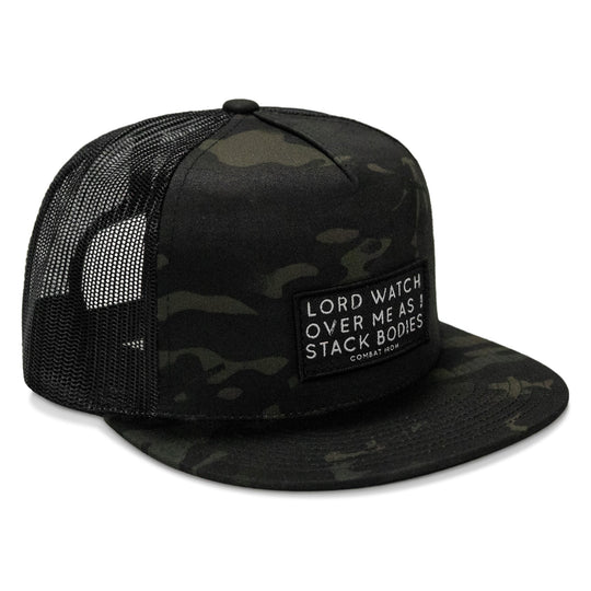 Lord Watch Over Me As I Stack Bodies Patch Flatbill SnapBack Hat