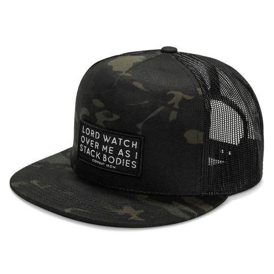 Lord Watch Over Me As I Stack Bodies Patch Flatbill SnapBack Hat