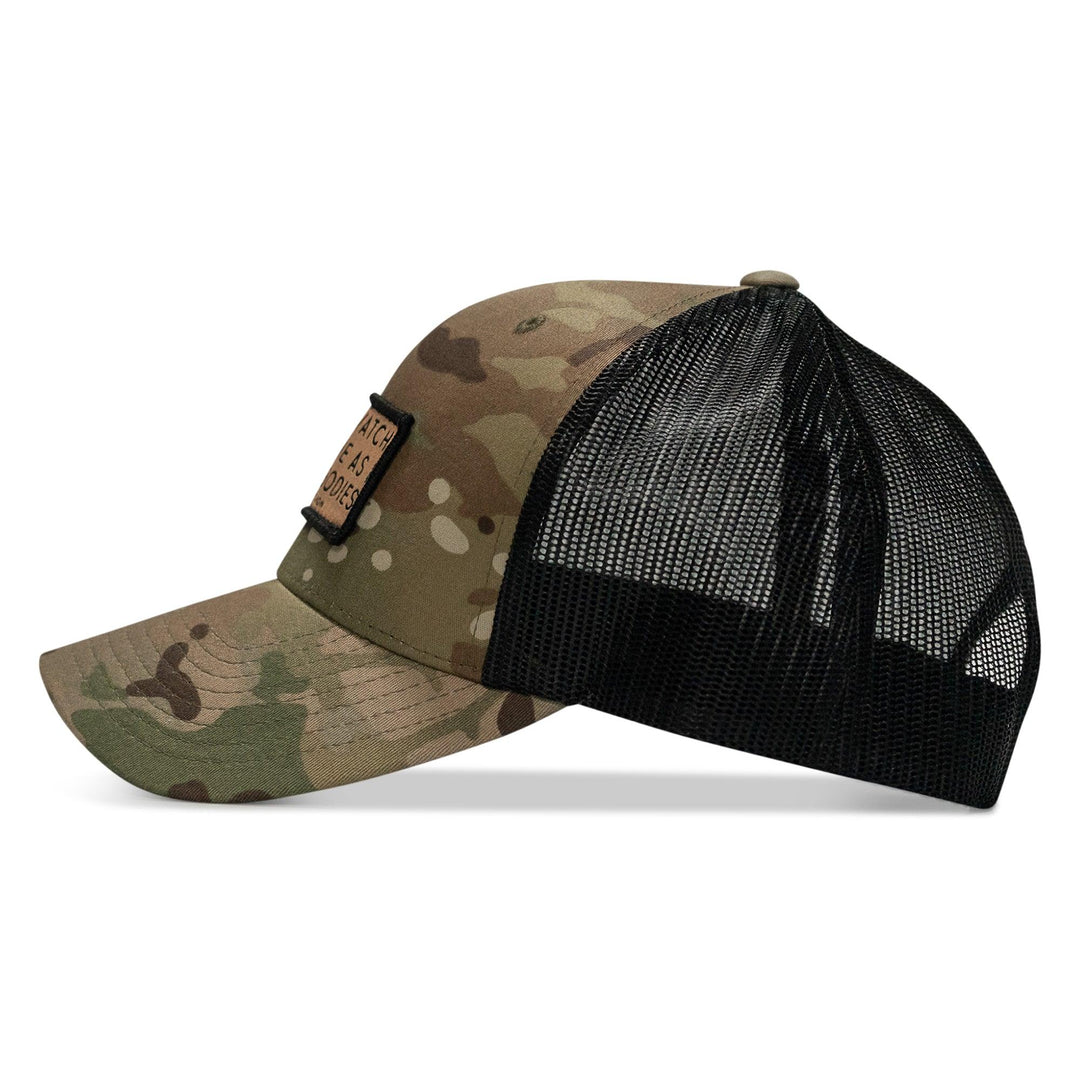 One Revolver Surfboards - Lord Watch Over Me As I Stack Bodies Tan Patch Snapback Hat HEADWEAR