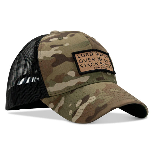 One Revolver Surfboards - Lord Watch Over Me As I Stack Bodies Tan Patch Snapback Hat HEADWEAR