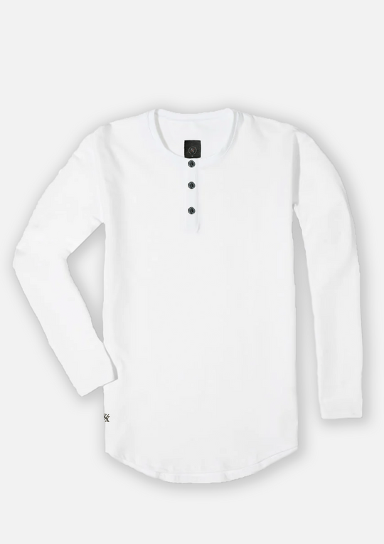 L/S Henley Curved Hem