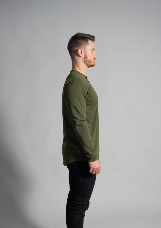 L/S Henley Curved Hem - One Revolver Surfboards