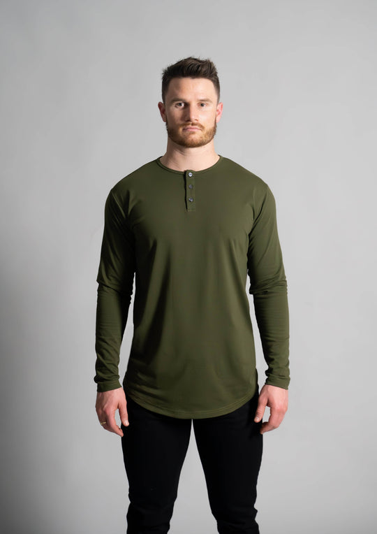 L/S Henley Curved Hem - One Revolver Surfboards