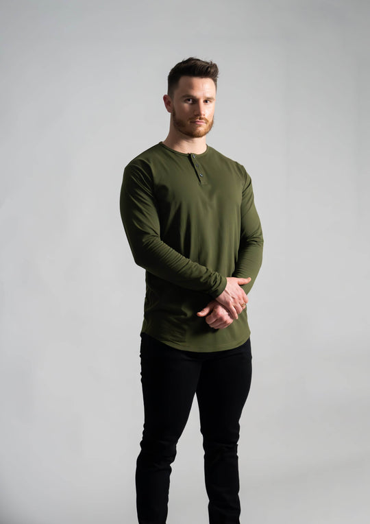 L/S Henley Curved Hem - One Revolver Surfboards