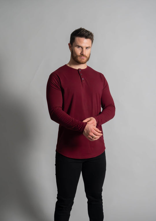 L/S Henley Curved Hem - One Revolver Surfboards