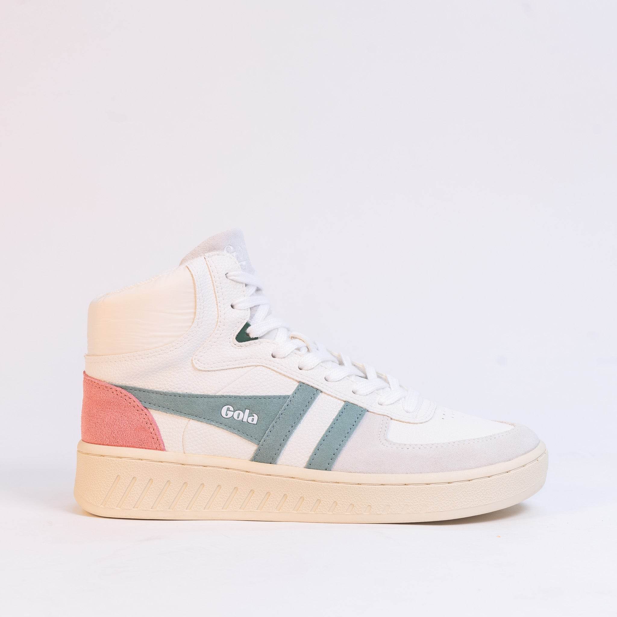 Gola Slam Trident Sneakers - White/Green Mist/Coral Pink - One Revolver Surfboards