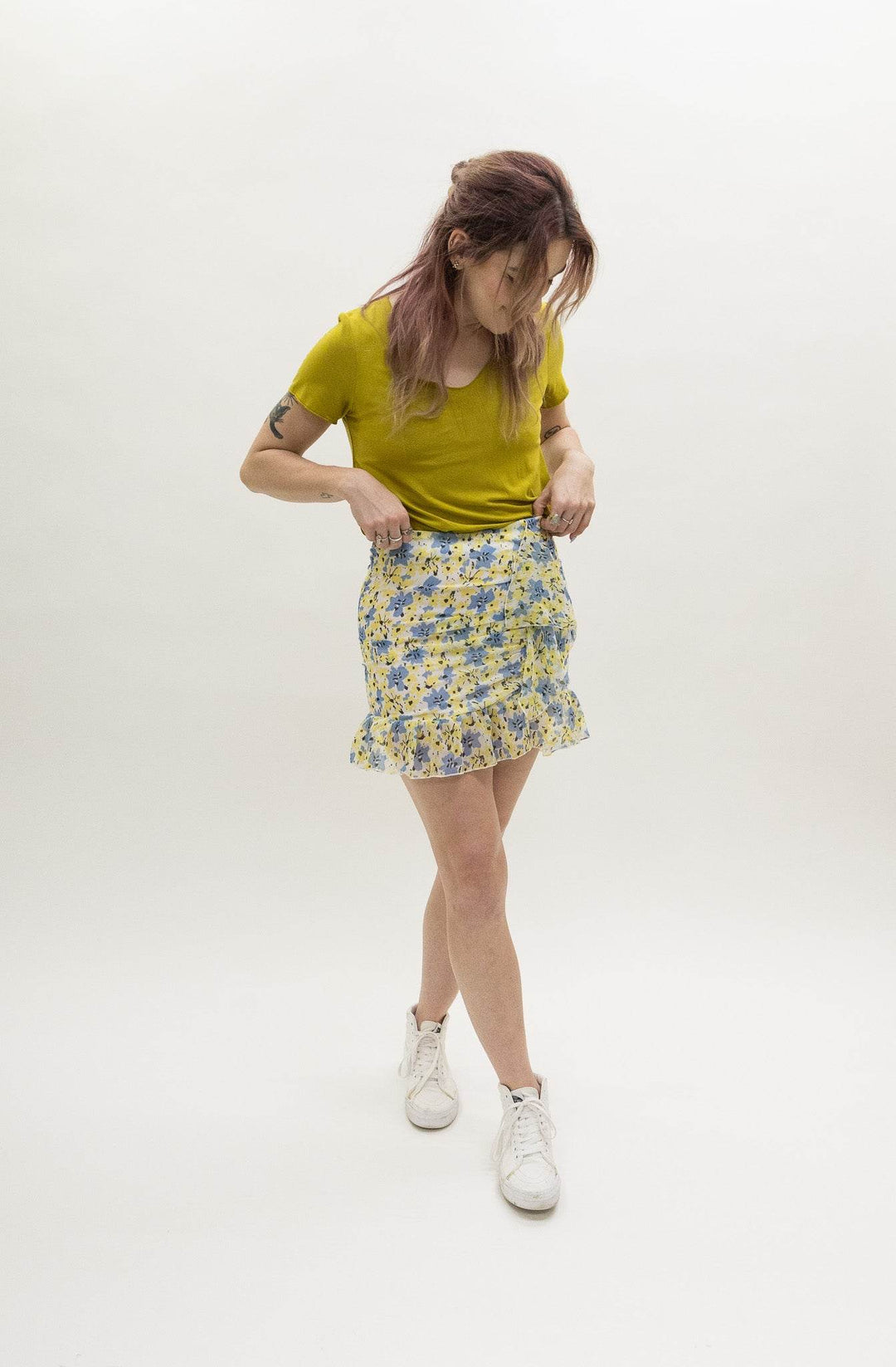 Wild Pony Flower print draped mini skirt - Doiloi Print - One Revolver Surfboards