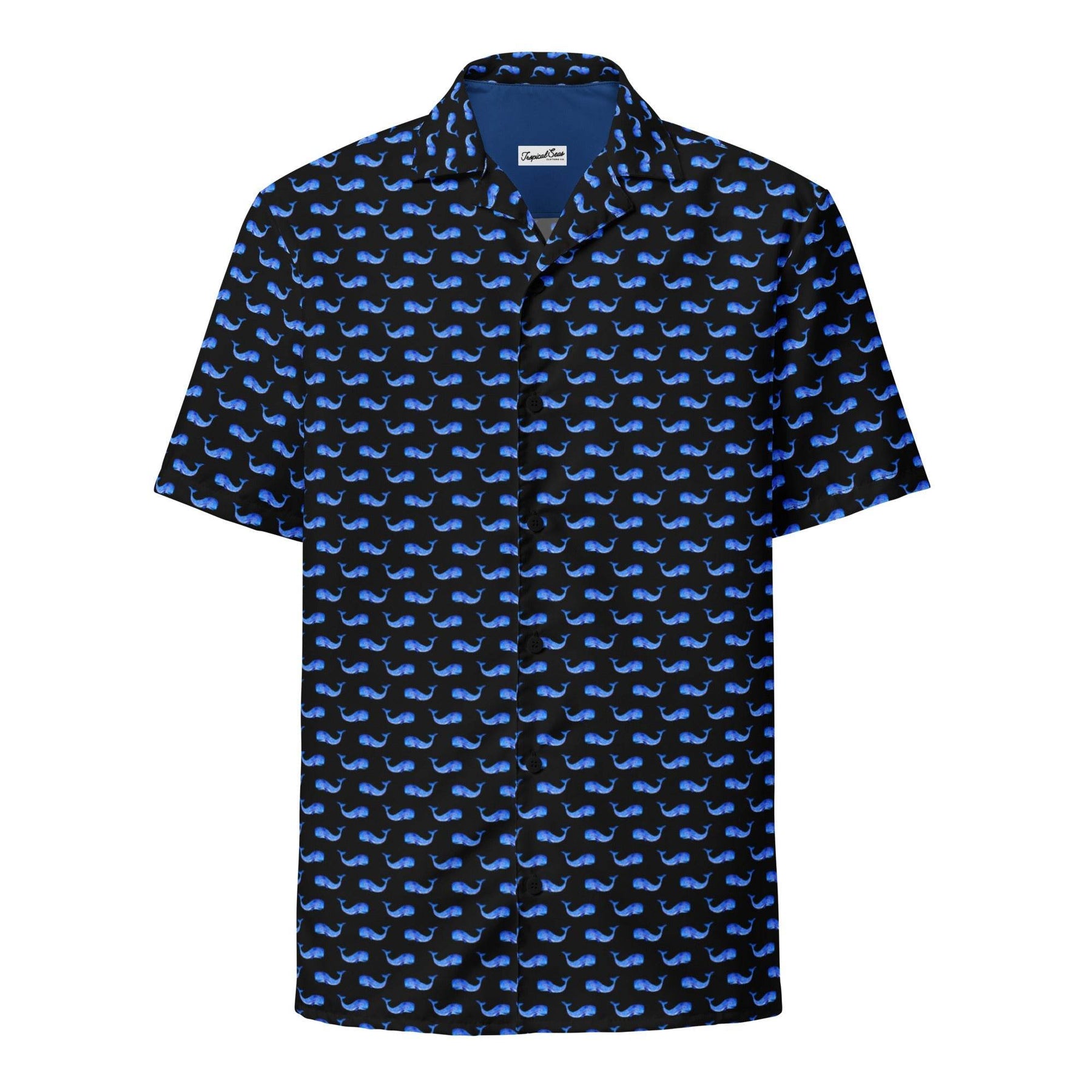 Midnight Whale Party Button Down Hawaiian Shirt - One Revolver Surfboards