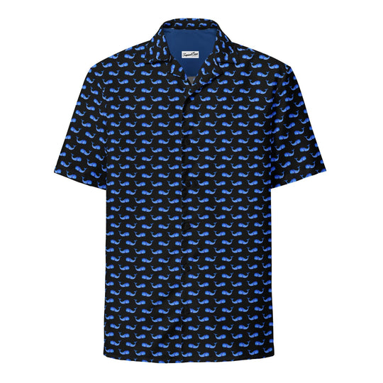 Midnight Whale Party Button Down Hawaiian Shirt - One Revolver Surfboards