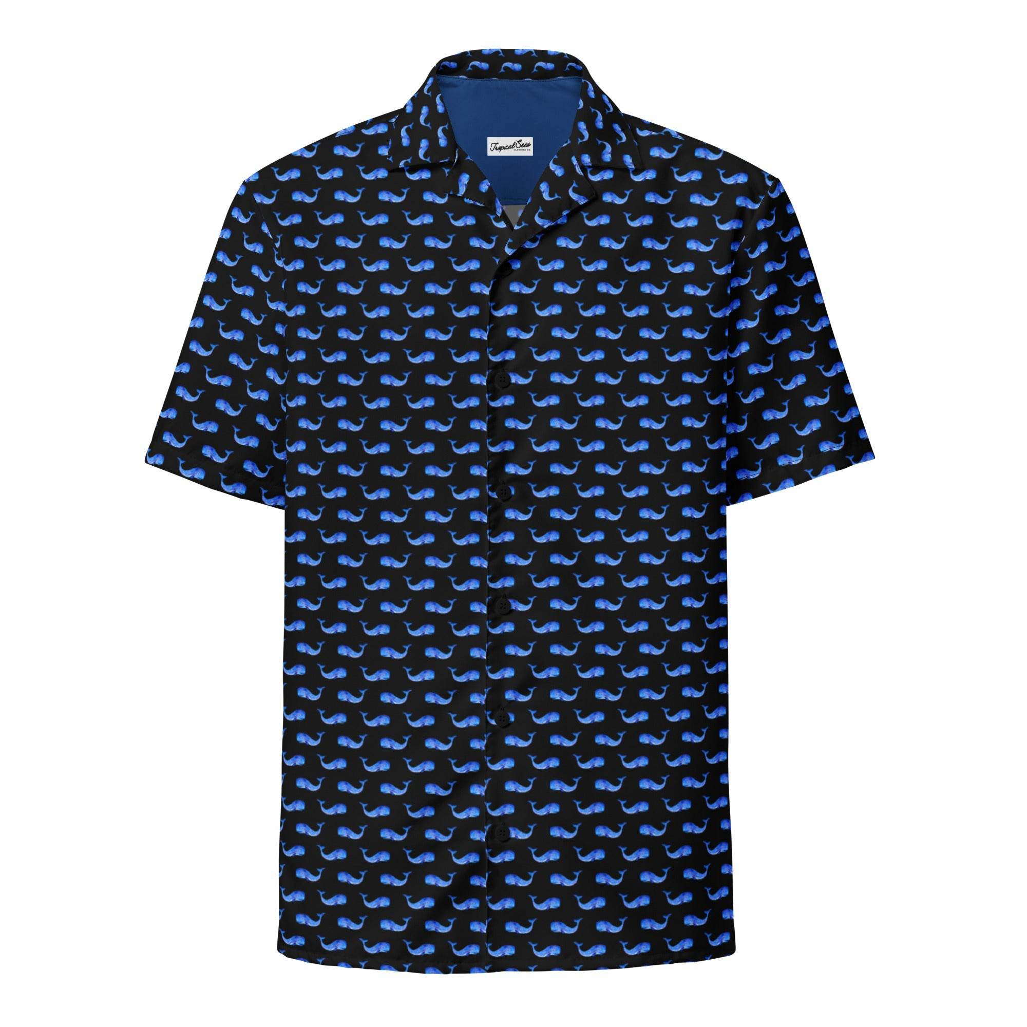 Midnight Whale Party Button Down Hawaiian Shirt - One Revolver Surfboards