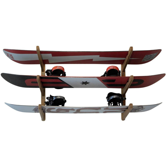 Triple Surfboard Wall Rack | Bamboo Rack Perfect for Surf, Wakeboards, Snowboards, Skateboards - One Revolver Surfboards