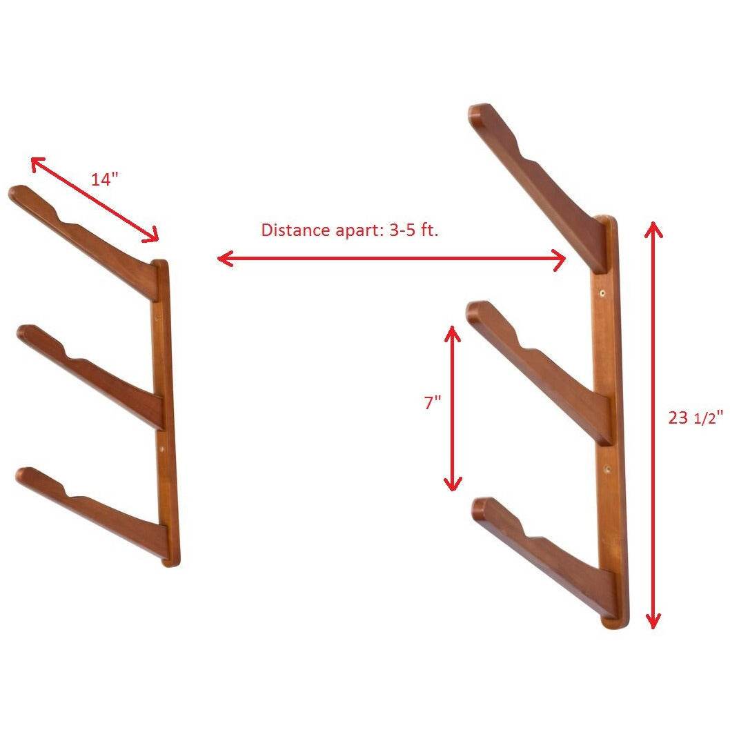 Triple Surfboard Wall Rack | Bamboo Rack Perfect for Surf, Wakeboards, Snowboards, Skateboards - One Revolver Surfboards