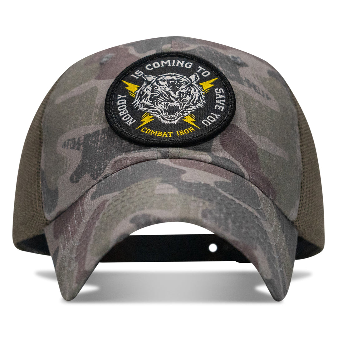 One Revolver Surfboards - Nobody is Coming To Save You Patch Tactical Ripstop Mesh Snapback Hat HEADWEAR