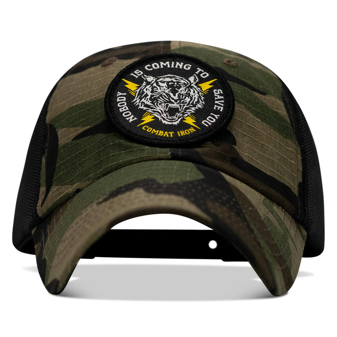 One Revolver Surfboards - Nobody is Coming To Save You Patch Tactical Ripstop Mesh Snapback Hat HEADWEAR