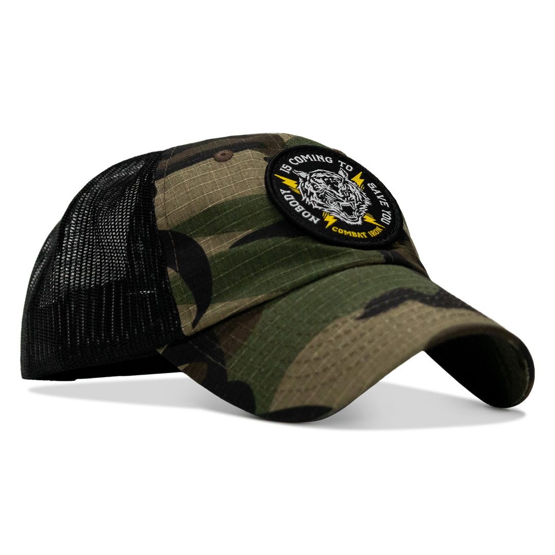 One Revolver Surfboards - Nobody is Coming To Save You Patch Tactical Ripstop Mesh Snapback Hat HEADWEAR