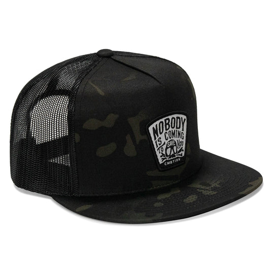 One Revolver Surfboards - Nobody Is Coming To Save You Skull Patch Flatbill Snapback Hat HEADWEAR