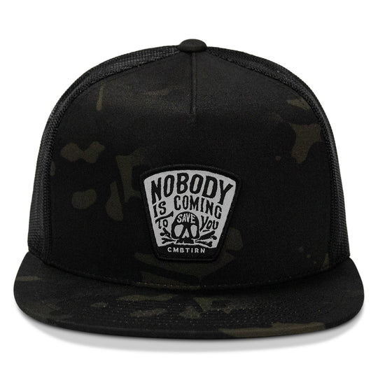 One Revolver Surfboards - Nobody Is Coming To Save You Skull Patch Flatbill Snapback Hat HEADWEAR