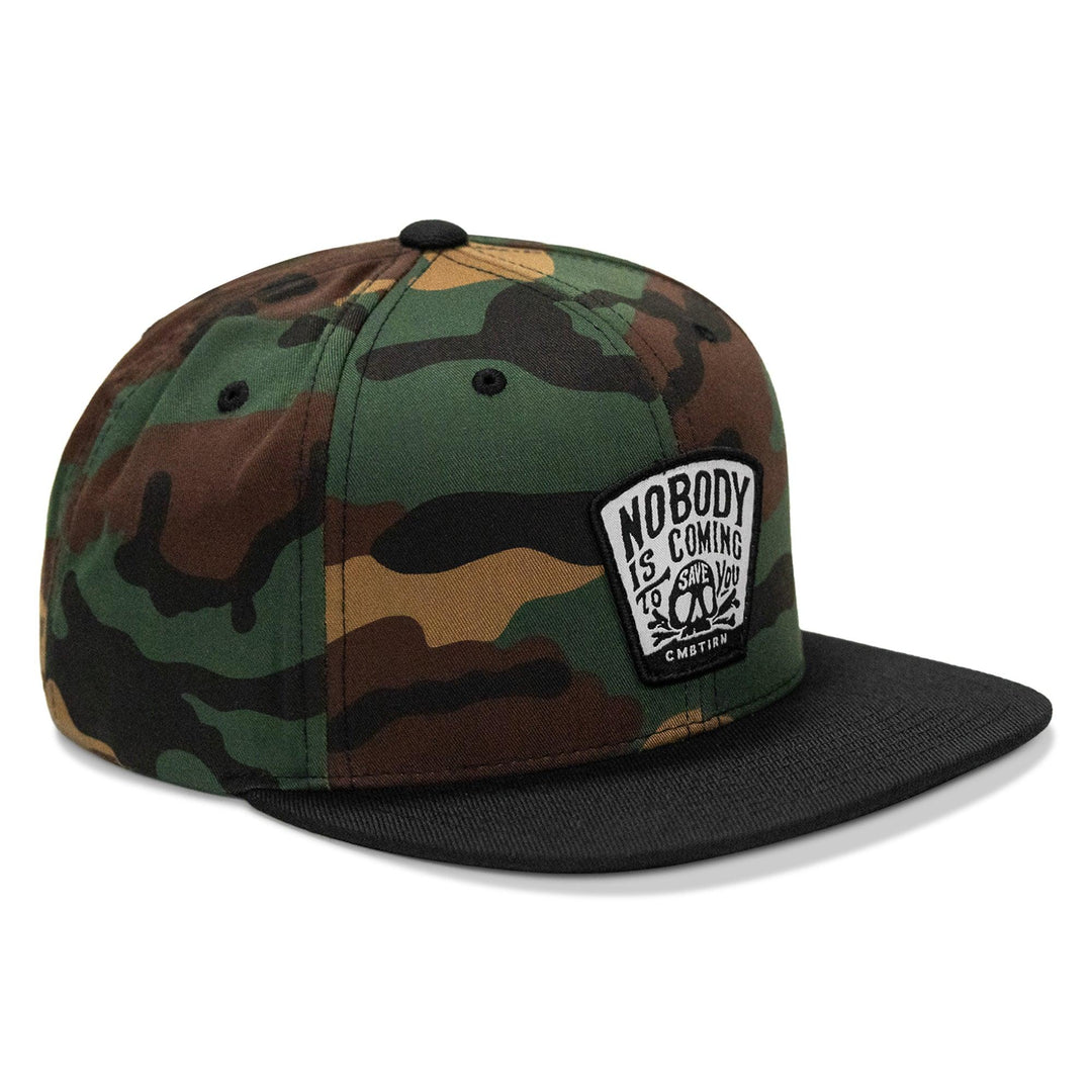 One Revolver Surfboards - Nobody Is Coming To Save You Skull Patch Flatbill Snapback Hat HEADWEAR