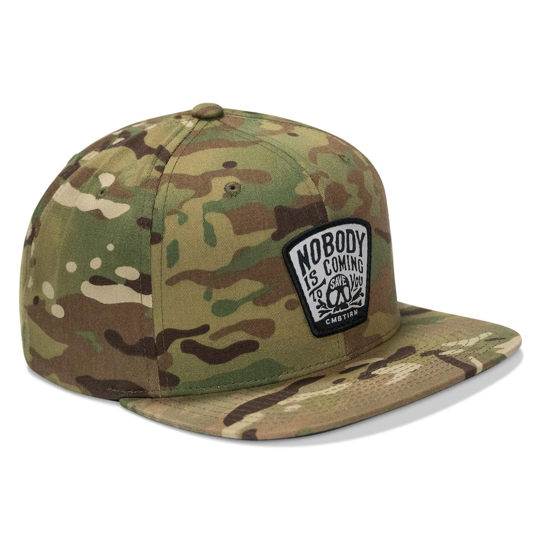 One Revolver Surfboards - Nobody Is Coming To Save You Skull Patch Flatbill Snapback Hat HEADWEAR