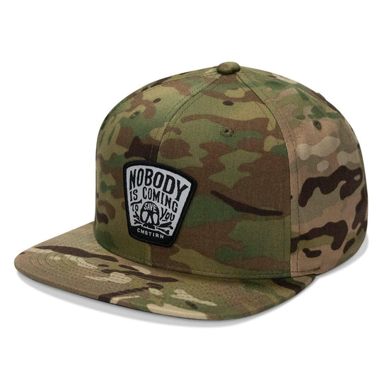 One Revolver Surfboards - Nobody Is Coming To Save You Skull Patch Flatbill Snapback Hat HEADWEAR