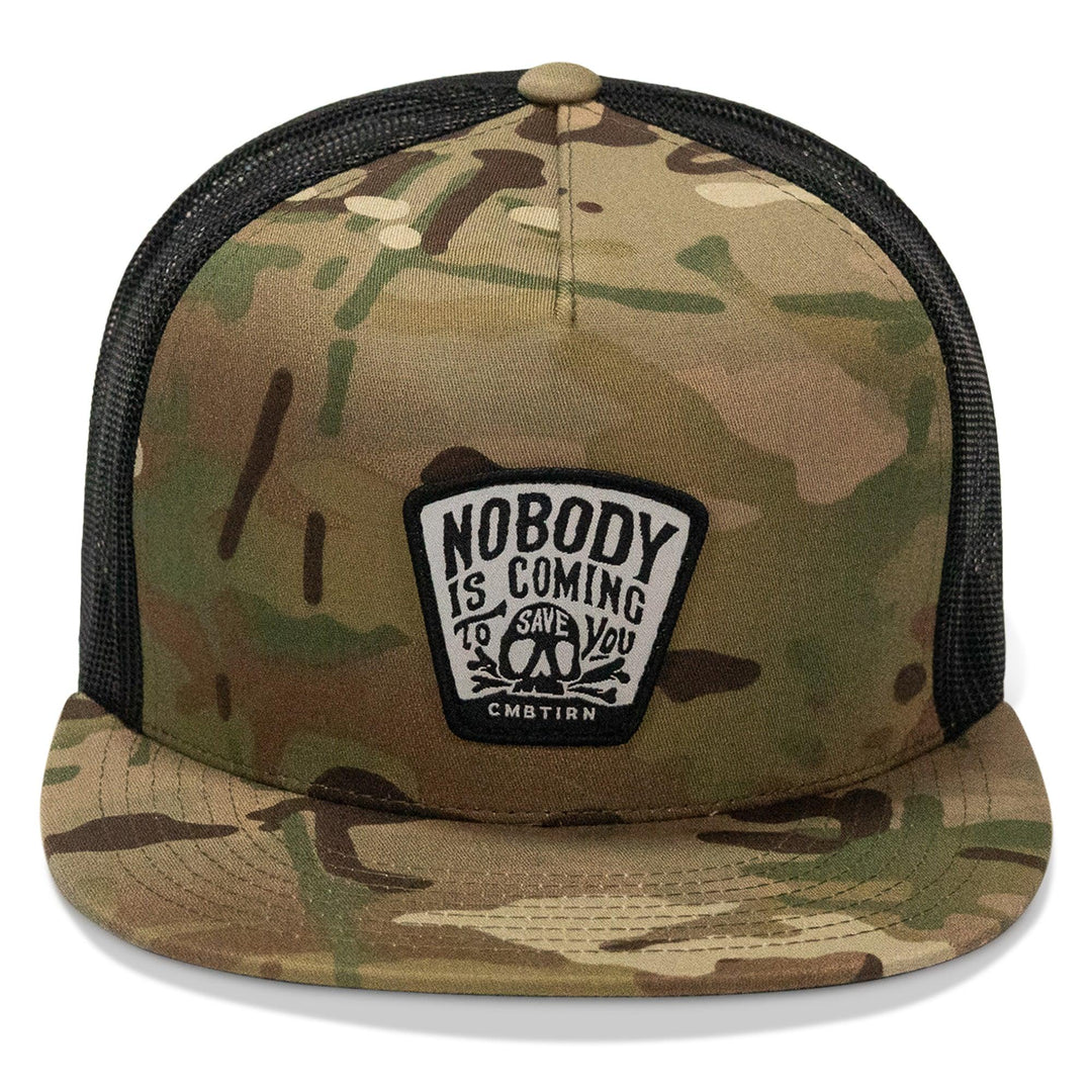 One Revolver Surfboards - Nobody Is Coming To Save You Skull Patch Flatbill Snapback Hat HEADWEAR