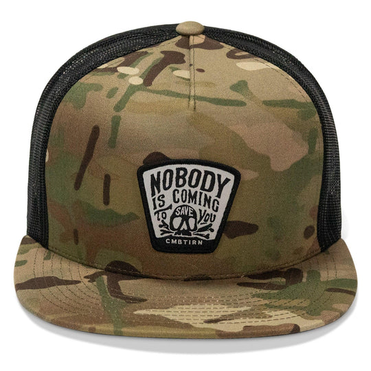 One Revolver Surfboards - Nobody Is Coming To Save You Skull Patch Flatbill Snapback Hat HEADWEAR
