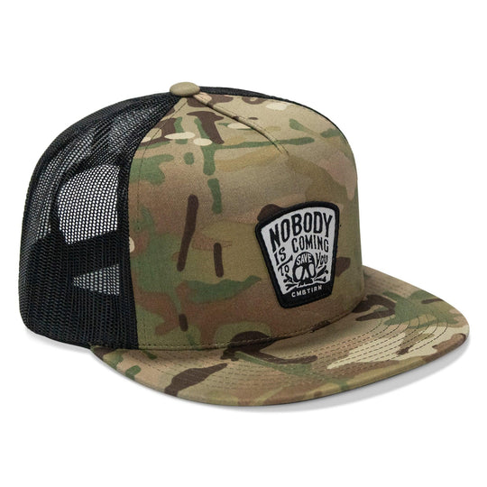 One Revolver Surfboards - Nobody Is Coming To Save You Skull Patch Flatbill Snapback Hat HEADWEAR