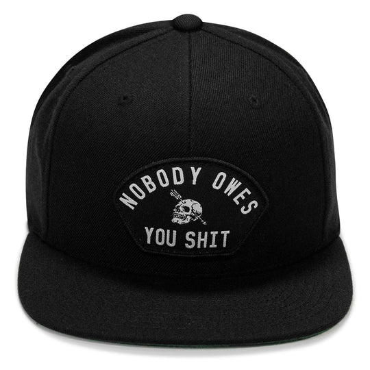 One Revolver Surfboards - Nobody Owes You Shit Arched Patch Flatbill SnapBack Hat HEADWEAR