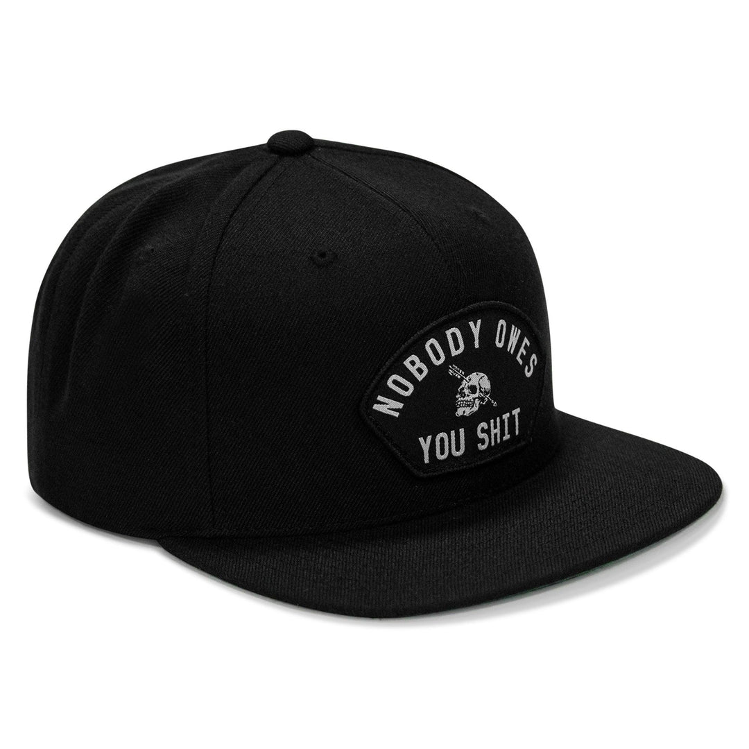 One Revolver Surfboards - Nobody Owes You Shit Arched Patch Flatbill SnapBack Hat HEADWEAR