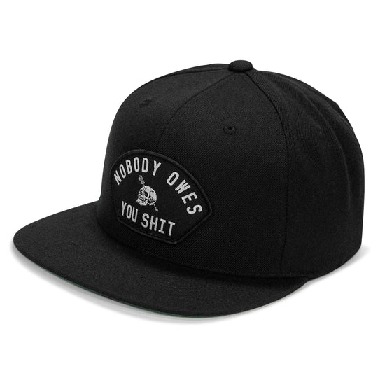 One Revolver Surfboards - Nobody Owes You Shit Arched Patch Flatbill SnapBack Hat HEADWEAR