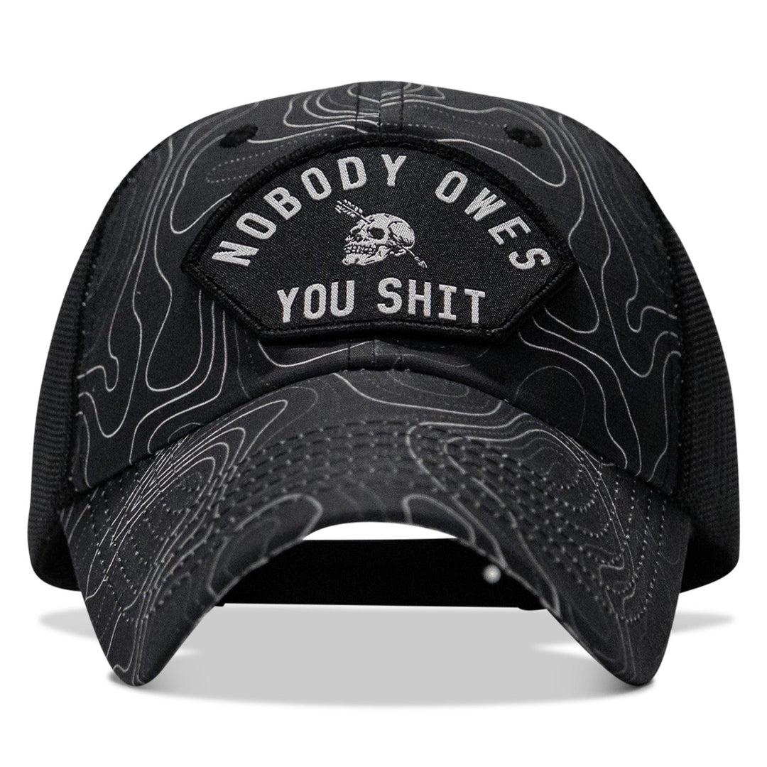 One Revolver Surfboards - Nobody Owes You Shit Arched Patch Tactical Ripstop Mesh Snapback Hat HEADWEAR