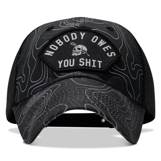 One Revolver Surfboards - Nobody Owes You Shit Arched Patch Tactical Ripstop Mesh Snapback Hat HEADWEAR