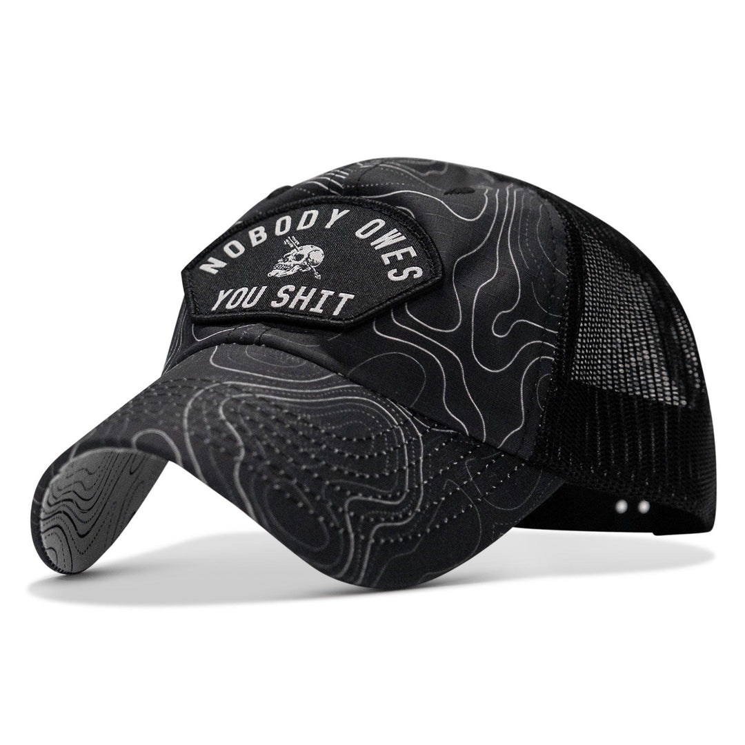 One Revolver Surfboards - Nobody Owes You Shit Arched Patch Tactical Ripstop Mesh Snapback Hat HEADWEAR